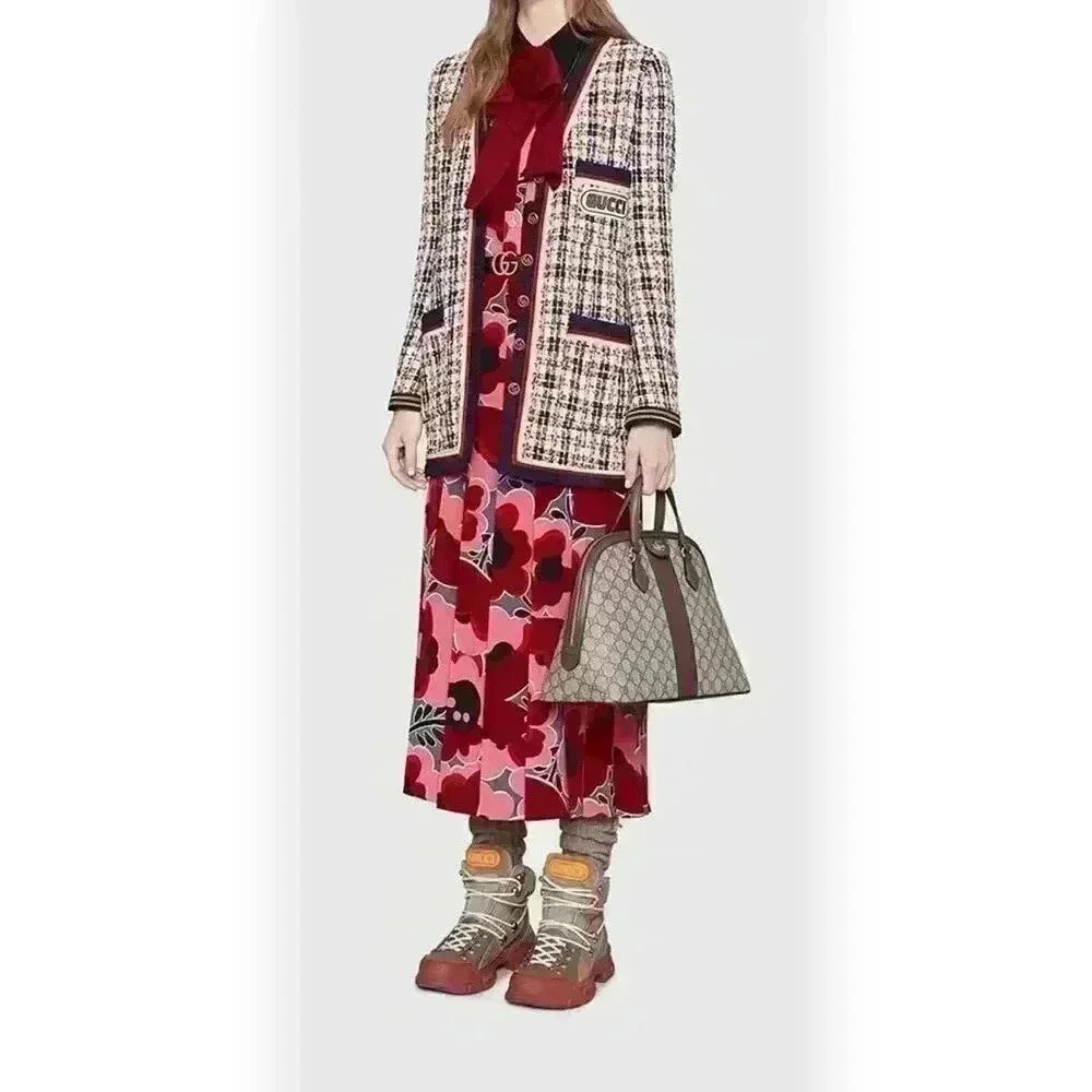 GUCCI (RARE) GG Supreme Monogram Web Medium Ophidia Top Handle Dome Bag Brown - Picture 5 of 16